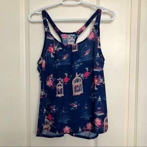 Printed Navy Tank Top